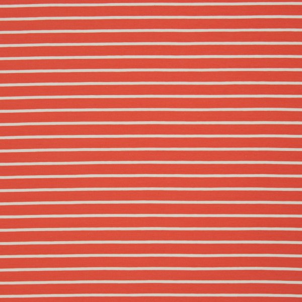 Baumwolljersey -Isa- Streifen - koralle weiss