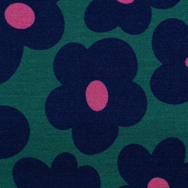 Viskosejersey Happy Flowers by Cherry Picking grün