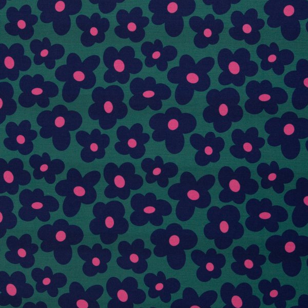 Viskosejersey Happy Flowers by Cherry Picking grün