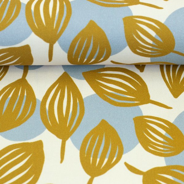 Canvas Dots & Leaves by Emjo Design ocker/natur