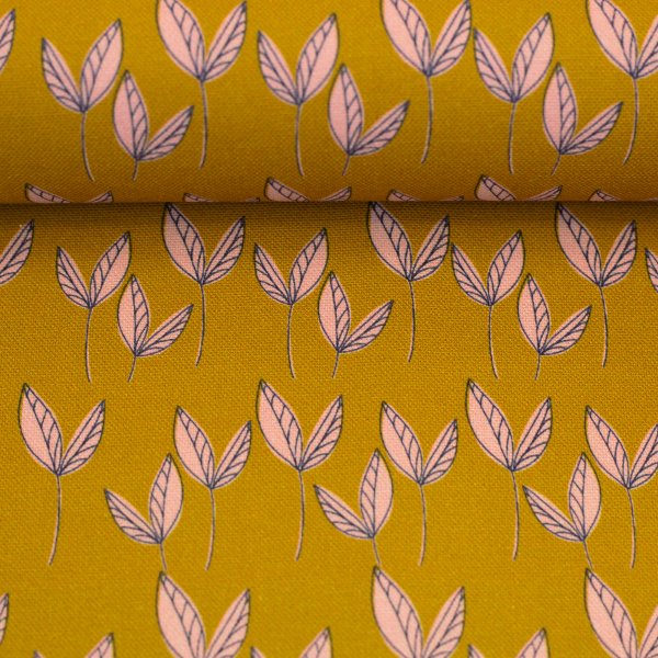 Canvas Dancing Leaves by Emjo Design, senf