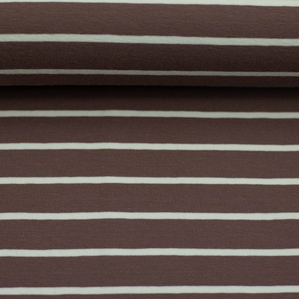 Baumwolljersey -Isa- Streifen – Chocolate / Cream