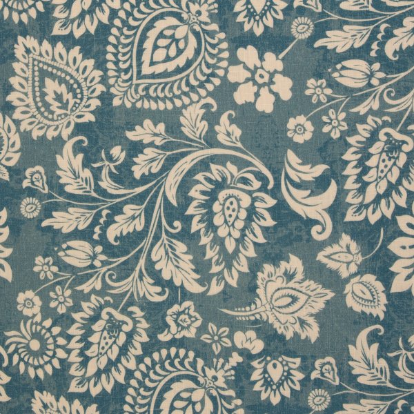Double Slub Musselin Paisley blau creme