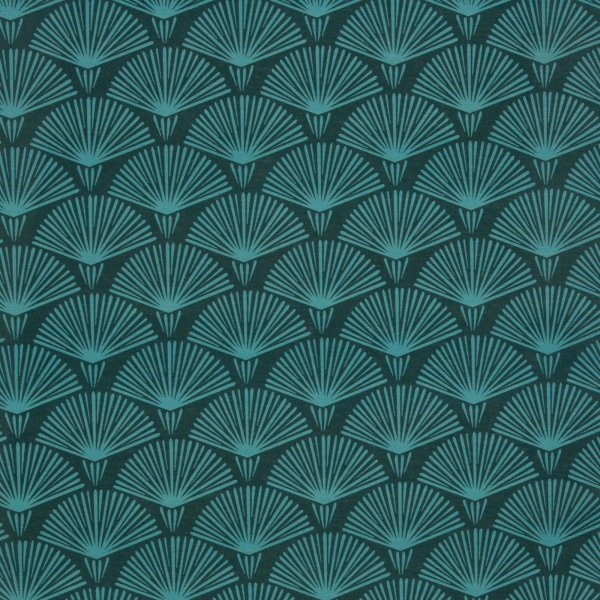 beschichtete Baumwolle Fächerdesign petrol
