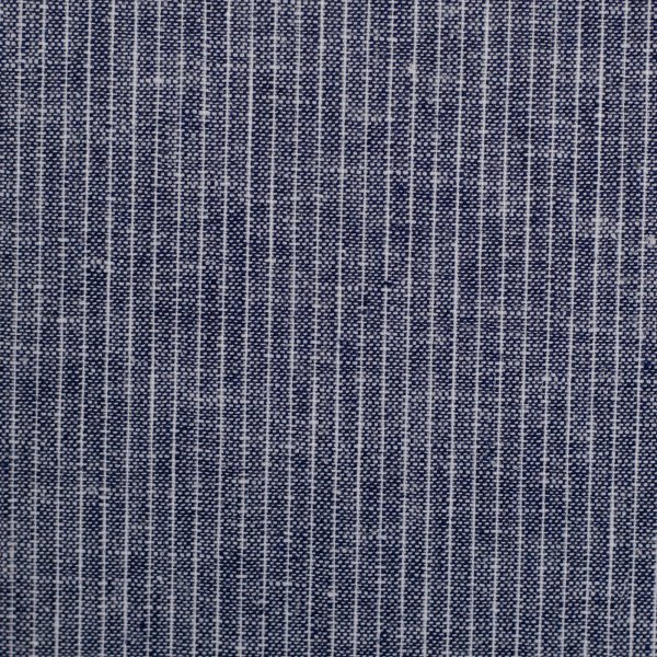 Leinen- Baumwoll Mischgewebe "Paul" dunkelblau meliert gestreift