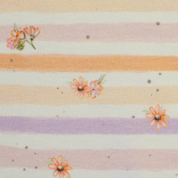 French Terry Streifenmuster mit kleinen floralen Akzenten