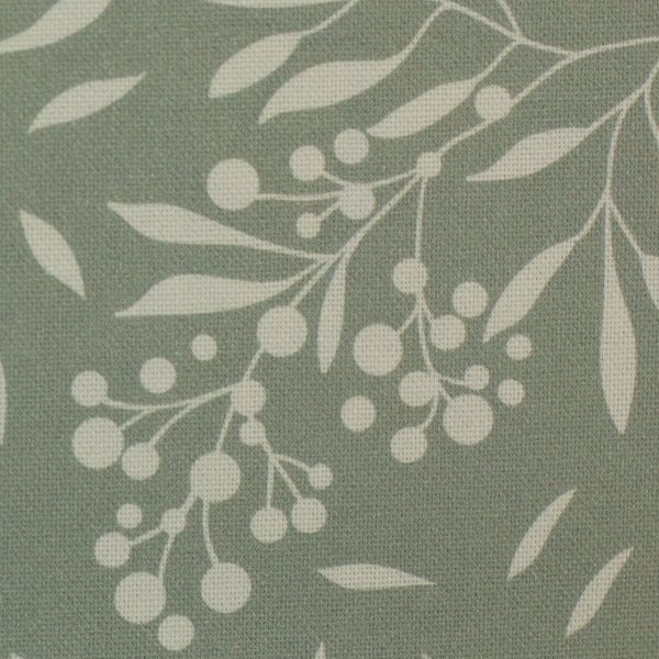 Canvas Baumwollstoff – Zweige & Beeren Salbeigrün