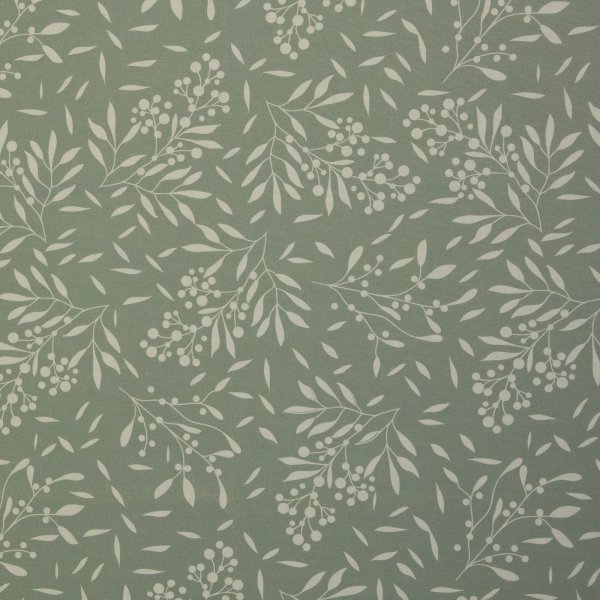 Canvas Baumwollstoff – Zweige & Beeren Salbeigrün