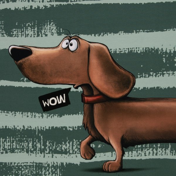 Panel French Terry Dachshund Berny by Thorsten Berger smaragd