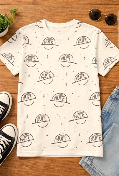 French Terry Eigenproduktion NOPE Smiley offwhite