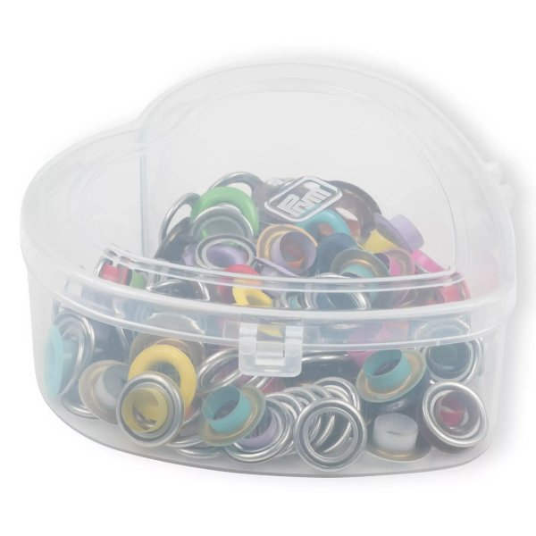 Prym Ösen mit Scheiben, bunt, in Herzbox, 8 mm