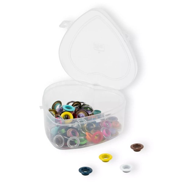 Prym Ösen mit Scheiben, bunt, in Herzbox, 8 mm