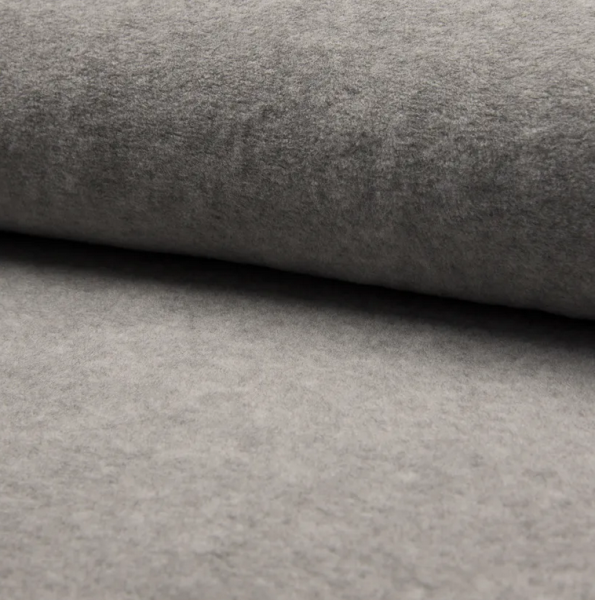 Baumwollfleece Sherpa uni hellgrau meliert