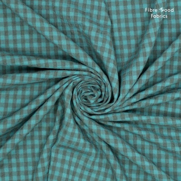 Baumwolle Seersucker - Checks rauchblau/dunkelblau
