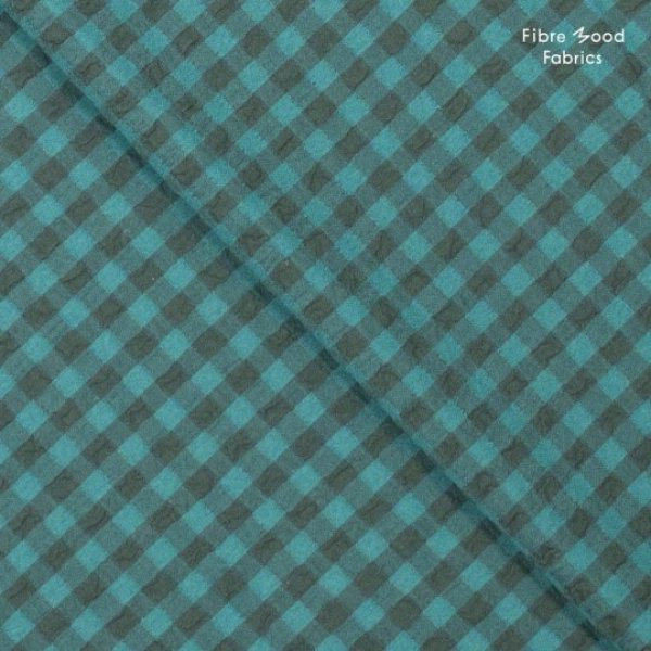 Baumwolle Seersucker - Checks rauchblau/dunkelblau