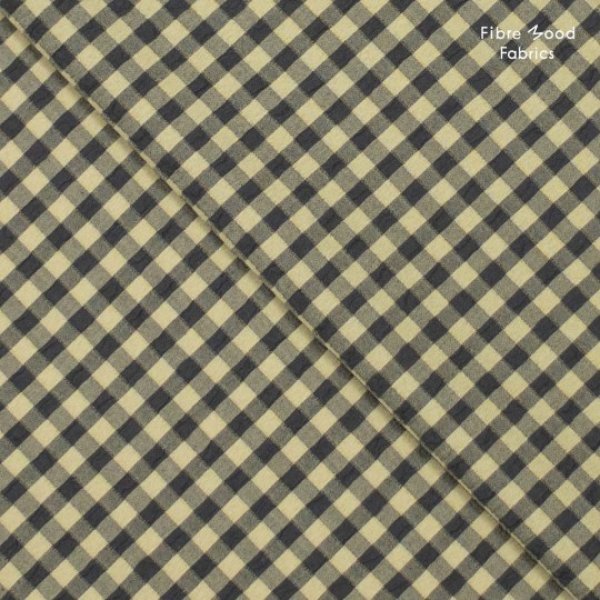 Baumwolle Seersucker - Checks beige/grau
