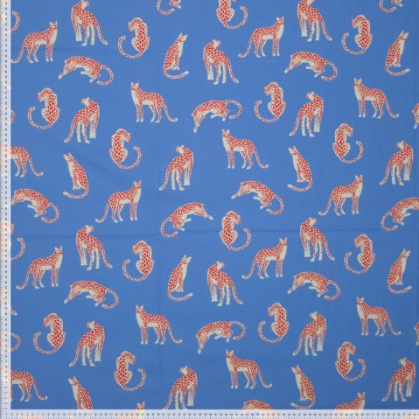 Popeline Baumwolle Leoparden hellblau