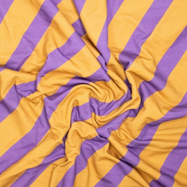 French Terry Diagonale Streife lila/orange
