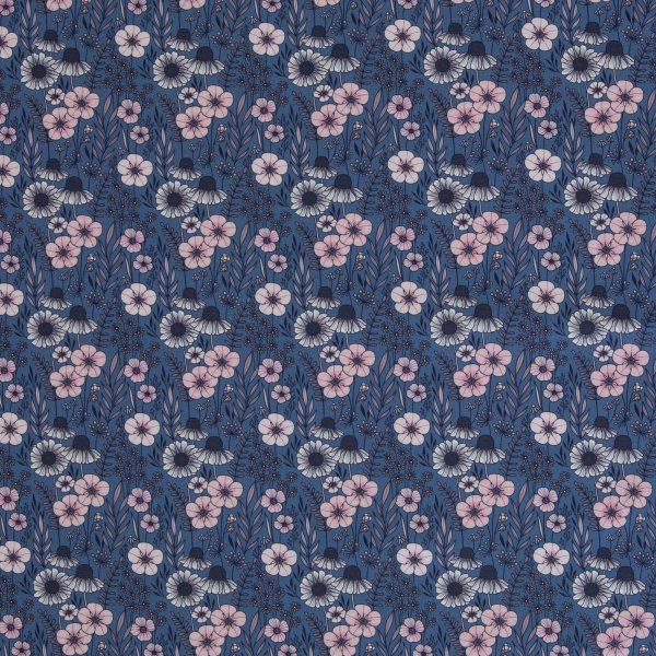 Calais by Claire’s Creative Forest – Baumwollwebware Blumenwiese blau-rosa