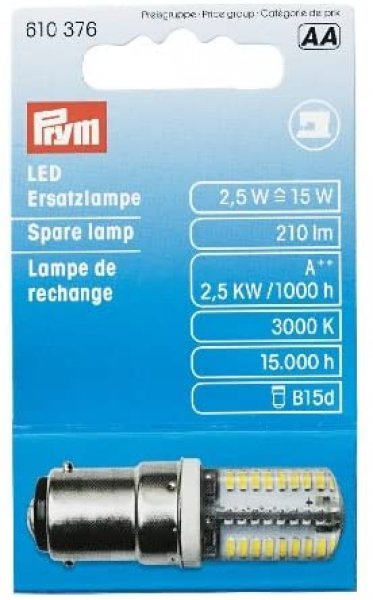 Prym LED Ersatzlampe für Nähmaschine Bajonettverschluss, 51 x 15 mm