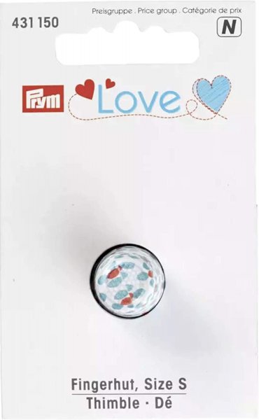 Fingerhut mit Blumenmuster Gr.S, weiss-blau, Prym Love