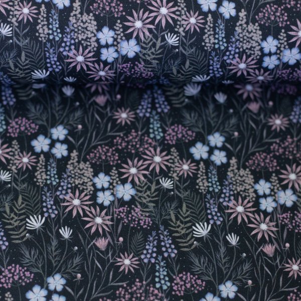 Calais by Claire’s Creative Forest – Baumwollwebware Wildblumen dunkelblau