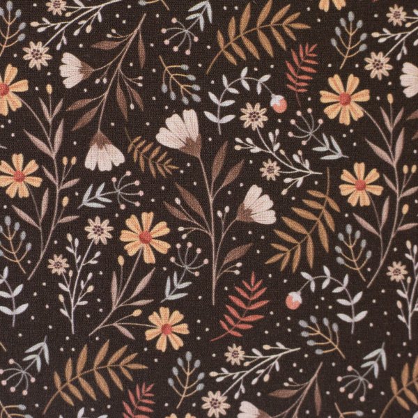Calais by Claire’s Creative Forest – Baumwollwebware Blumen dunkelbraun