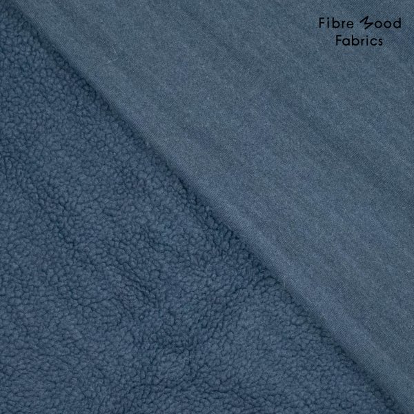 Fibre Mood | Knit Sheepskin | Teddy Teddystoff | Teddyplüsch | Boucle-Optik | jeansblau