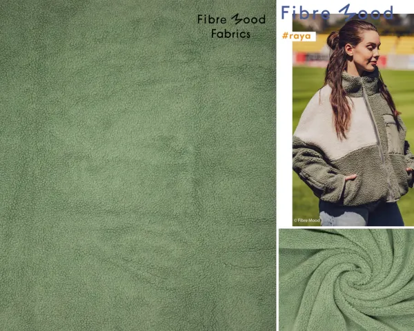Fibre Mood | Knit Sheepskin | Teddy Teddystoff | Teddyplüsch | Boucle-Optik | grün
