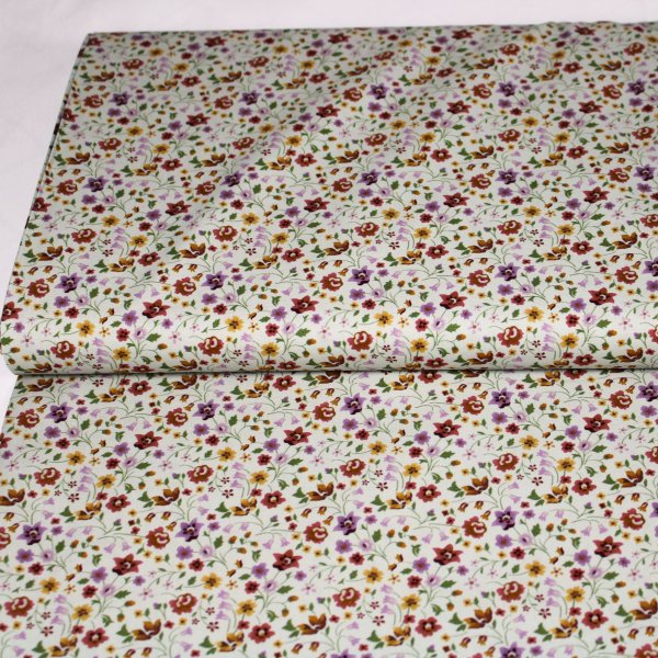 Popeline Baumwolle romantisches Blumenmeer zartes grau