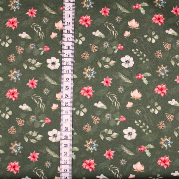 Webware Baumwolle winterliche Pflanzenmotive