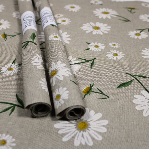 beschichtete Baumwolle Leinenoptik Margeriten 50cm x 70cm