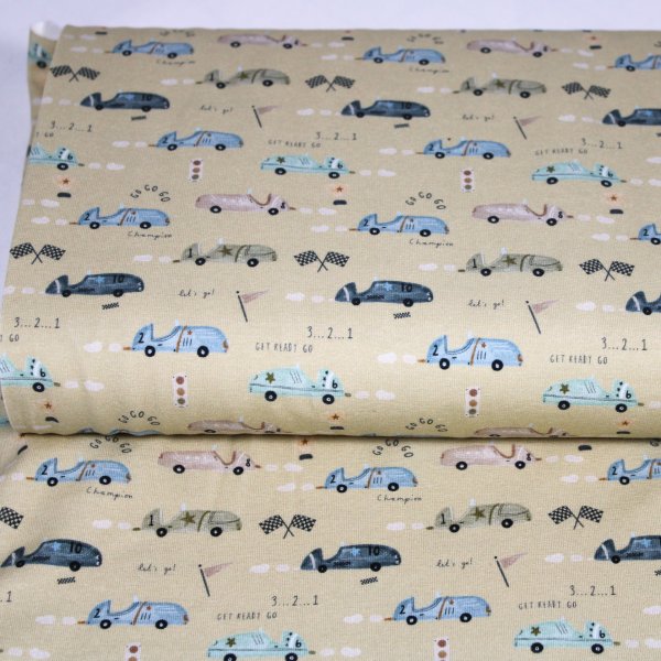 Baumwolljersey Sport- und Rennautos beige