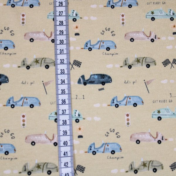 Baumwolljersey Sport- und Rennautos beige