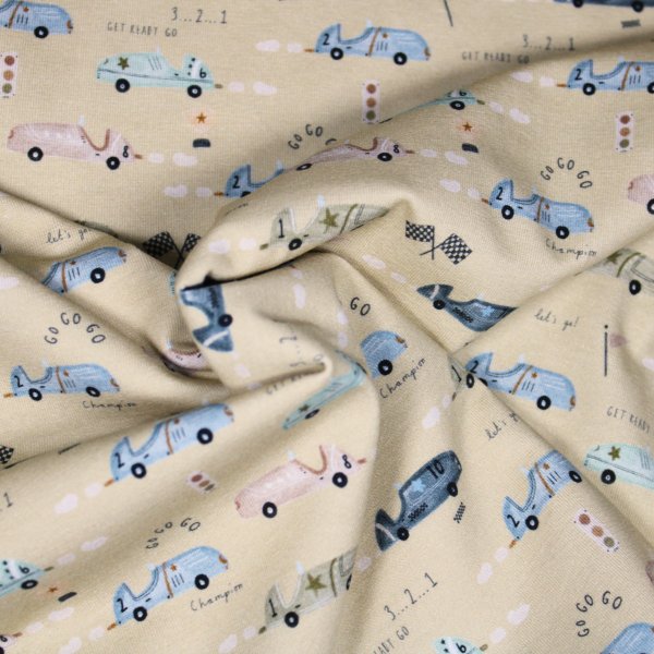 Baumwolljersey Sport- und Rennautos beige