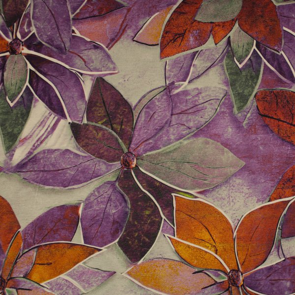 Baumwolljersey elegante Blumen fliederfarben