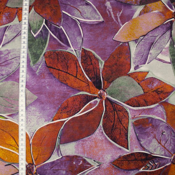 Baumwolljersey elegante Blumen fliederfarben