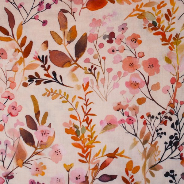 Eigenproduktion Musselin / Double Gauze -Sommergarten- in rose´& natur