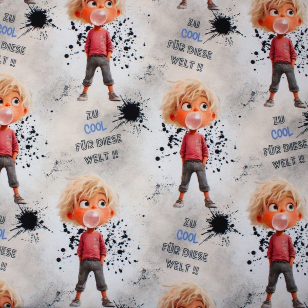 Eigenproduktion Baumwolljersey Cool Boy in grau-blau