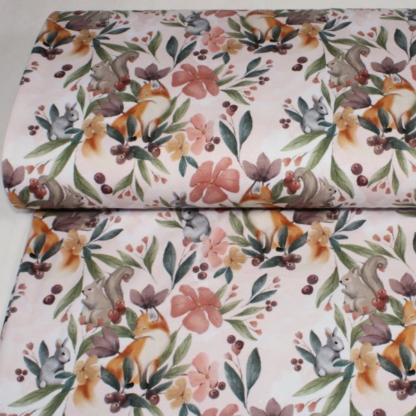 Eigenproduktion Baumwolljersey Waldtierfreunde