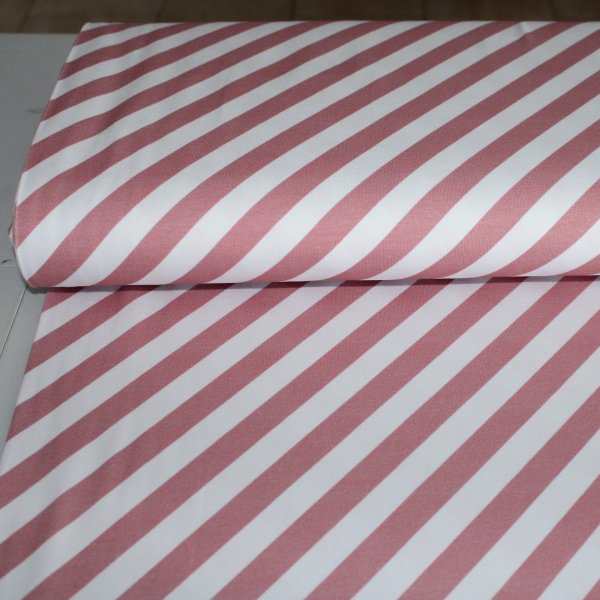 Eigenproduktion Baumwolljersey Softstreifen in rosa-weiss