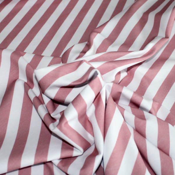 Eigenproduktion Baumwolljersey Softstreifen in rosa-weiss