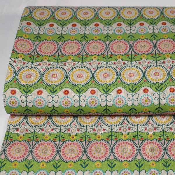 Canvas Baumwolle Leinenoptik Retro Blumen