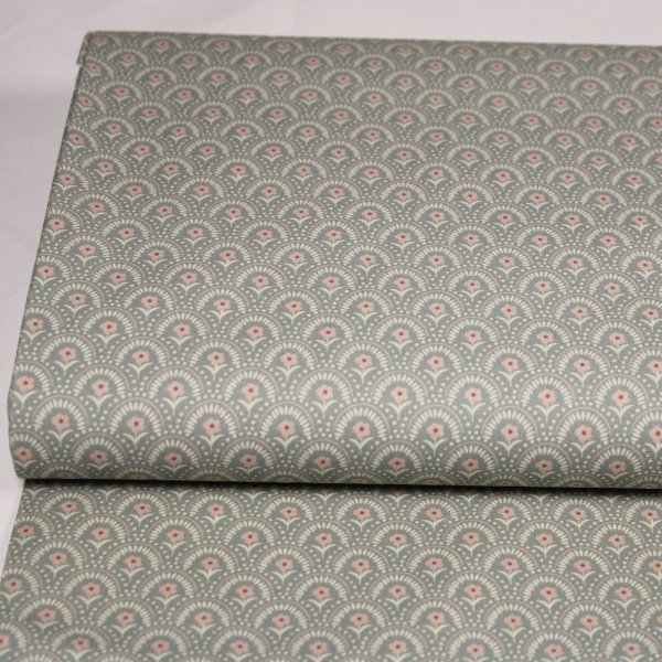 Baumwollstoff Retro-Blüten taupe-rose´
