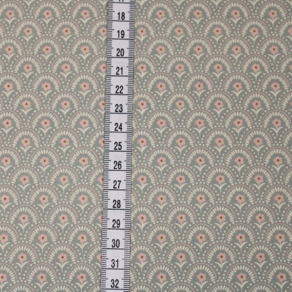 Baumwollstoff Retro-Blüten taupe-rose´