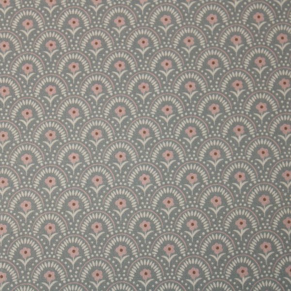 Baumwollstoff Retro-Blüten taupe-rose´