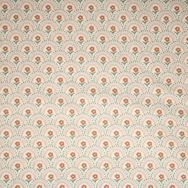 Baumwollstoff Retro-Blüten beige-rose´
