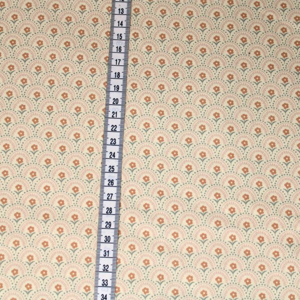 Baumwollstoff Retro-Blüten beige-rose´
