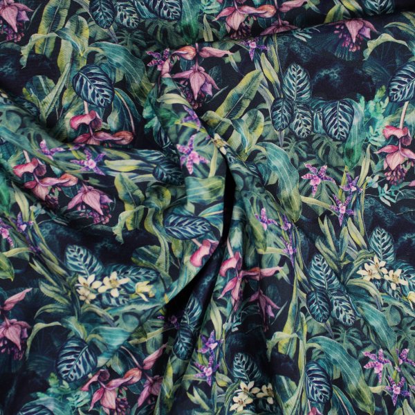 Viskose Webware Tropical Bloom