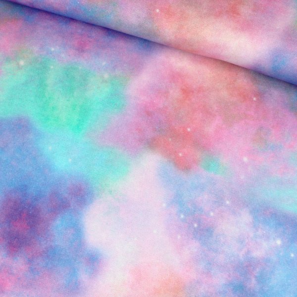 Sweatstoff pastell batik Wolken